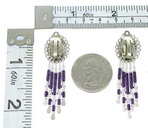 Hand Made Sterling Silver Sugilite Clip On Dangle Concho Earrings CCE5S