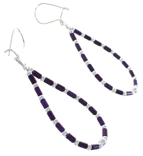 Sugilite Genuine Sterling Silver Bead Hook Dangle Earrings AX100031