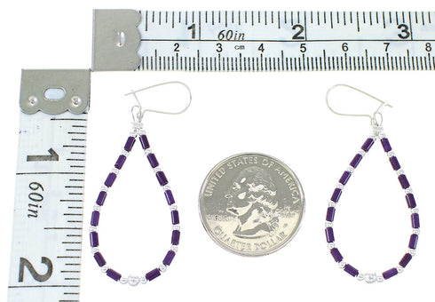 Sugilite Genuine Sterling Silver Bead Hook Dangle Earrings AX100031