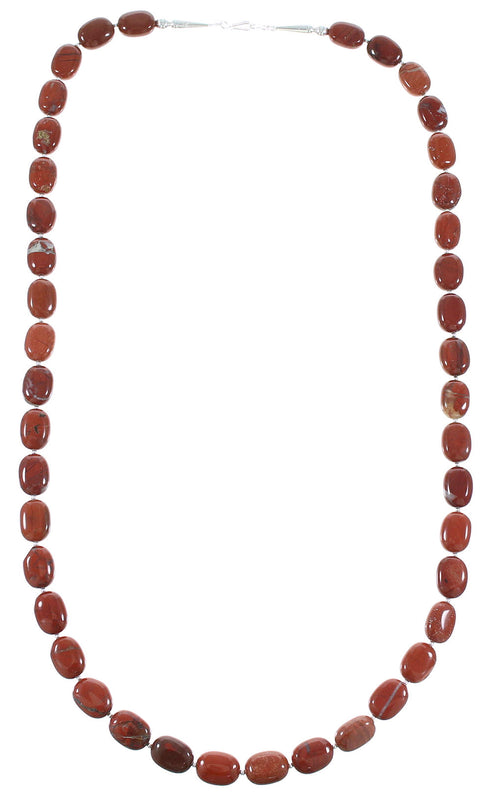 Jasper Navajo Genuine Sterling Silver Bead Necklace AX100046