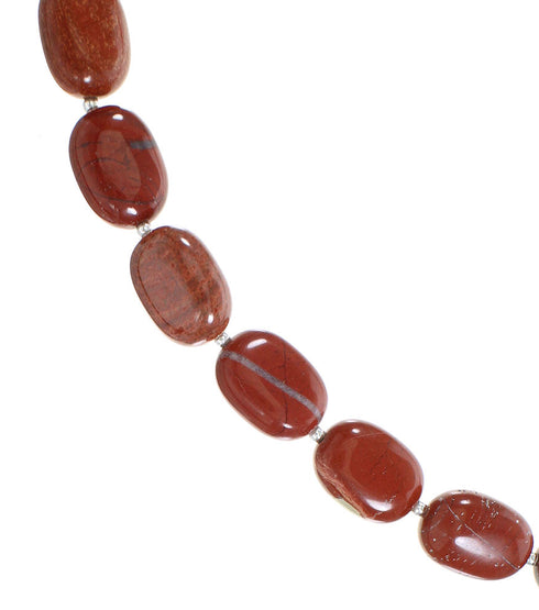 Jasper Navajo Genuine Sterling Silver Bead Necklace AX100046