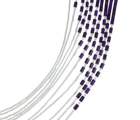 Hand Strung Liquid Sterling Silver Sugilite Waterfall Necklace LS147S