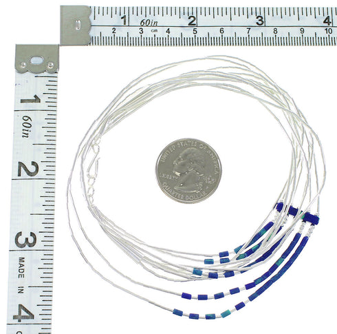 Hand Strung Liquid Sterling Silver Azurite Waterfall Necklace AX100041