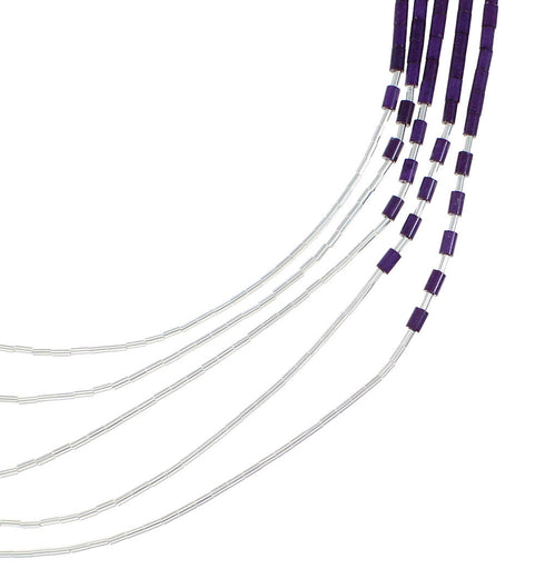 Hand Strung Liquid Genuine Sterling Silver Sugilite Waterfall Necklace AX100042