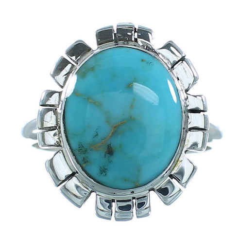 Turquoise Authentic Sterling Silver Ring Size 6-3/4 AX100151