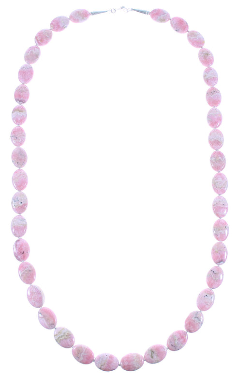 Rhodochrosite Sterling Silver Navajo Bead Necklace AX100255
