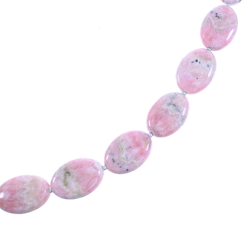Rhodochrosite Sterling Silver Navajo Bead Necklace AX100255