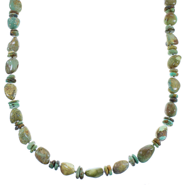 Kingman Turquoise Silver American Indian Bead Necklace AX100327