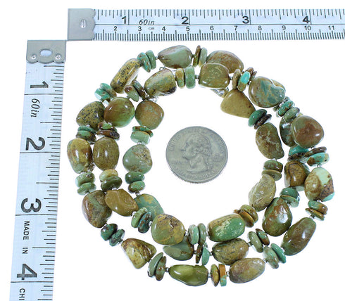 Kingman Turquoise Silver American Indian Bead Necklace AX100327