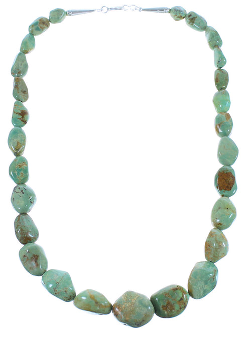 Kingman Turquoise American Indian Sterling Silver Bead Necklace AX100331