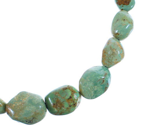 Kingman Turquoise American Indian Sterling Silver Bead Necklace AX100331