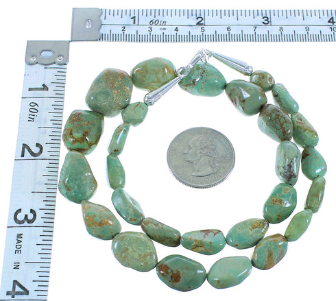 Kingman Turquoise American Indian Sterling Silver Bead Necklace AX100331