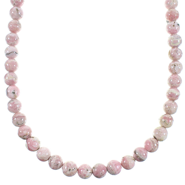 Rhodochrosite Southwest Silver Bead Necklace AX100464