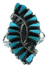Sterling Silver Turquoise Needlepoint Ring Size 7-3/4 AX100534