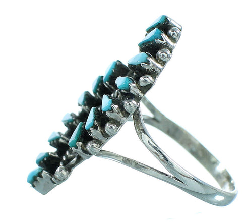 Sterling Silver Turquoise Needlepoint Ring Size 7-3/4 AX100534