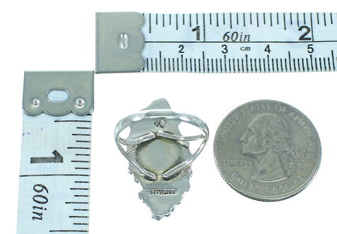 Sterling Silver Turquoise Needlepoint Ring Size 7-3/4 AX100534