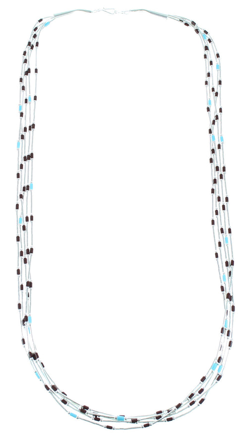 Turquoise And Sugilite Liquid Silver 5-Strand Necklace AX100571
