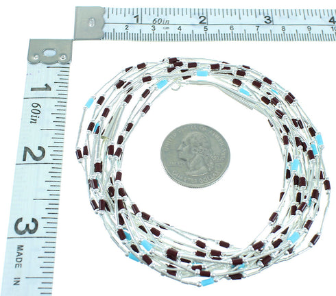 Turquoise And Sugilite Liquid Silver 5-Strand Necklace AX100571