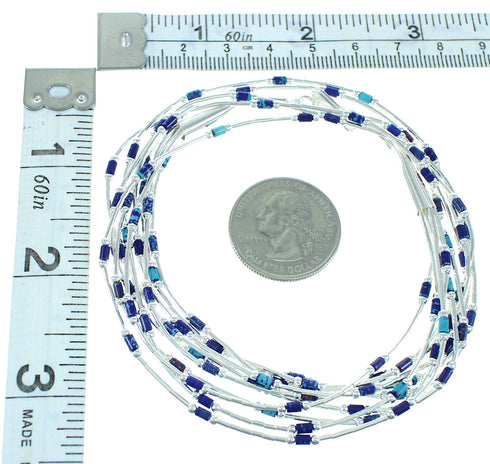 Azurite Liquid Silver 5-Strand Necklace AX100572