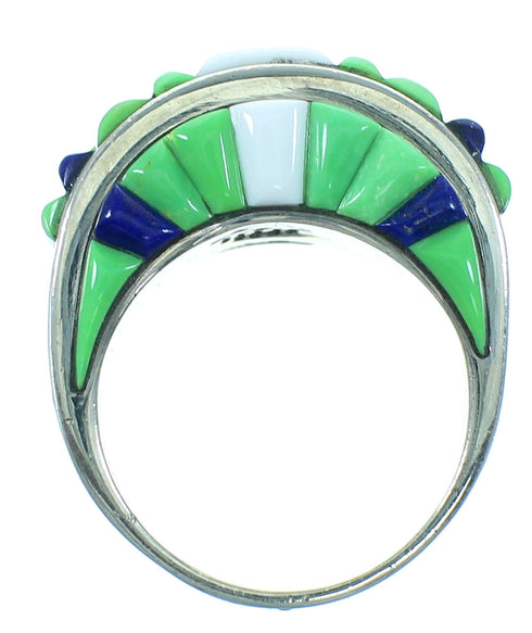 Multicolor Inlay Sterling Silver Ring Size 7-1/2 AX100735