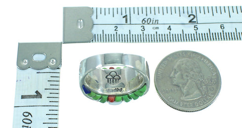 Sterling Silver Multicolor Inlay Ring Size 7-1/2 AX100737