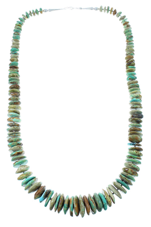 Genuine Sterling Silver Turquoise Navajo Bead Necklace AX100858