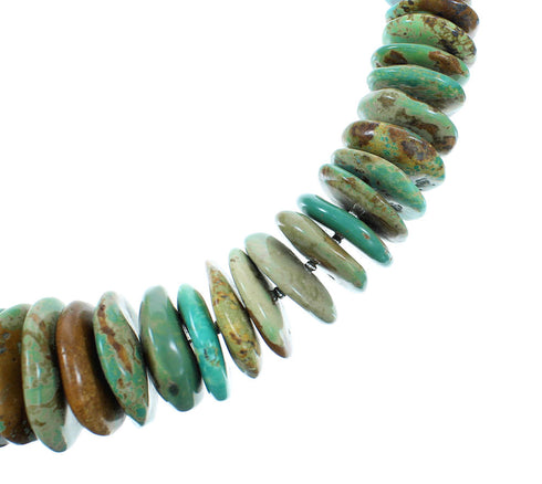 Genuine Sterling Silver Turquoise Navajo Bead Necklace AX100858