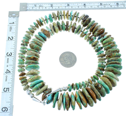 Genuine Sterling Silver Turquoise Navajo Bead Necklace AX100858