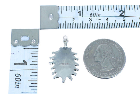 Sterling Silver Turquoise And Coral Water Wave Needlepoint Pendant AX100843