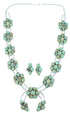 #8 Turquoise Sterling Silver Native American Squash Blossom Necklace Set RX101902