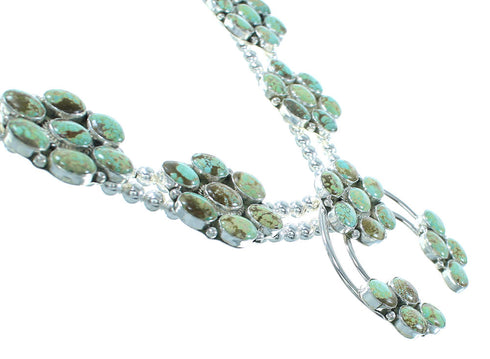 #8 Turquoise Sterling Silver Native American Squash Blossom Necklace Set RX101902