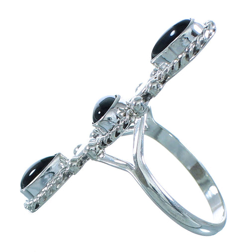 Navajo Silver Onyx Ring Size 8-3/4 AX101536