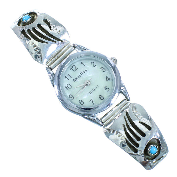 Sterling Silver Turquoise Bear Paw Native American Watch RX101820