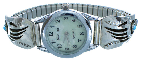 Sterling Silver Turquoise Bear Paw Native American Watch RX101820