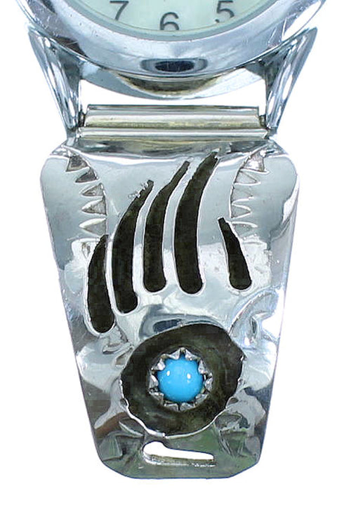 Sterling Silver Turquoise Bear Paw Native American Watch RX101820