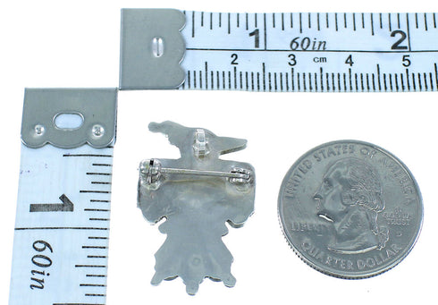 Multicolor Inlay Sterling Silver Zuni Thunderbird Pin Pendant AX101811