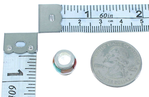 Multicolor Inlay Southwestern Genuine Sterling Silver Bead Pendant RX102095