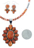 Oyster Shell Navajo Silver Necklace And Earrings Set AX102127
