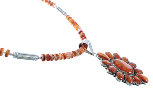 Oyster Shell Navajo Silver Necklace And Earrings Set AX102127