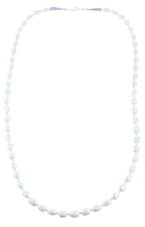Silver Fresh Water Pearl Navajo Bead Necklace AX102121