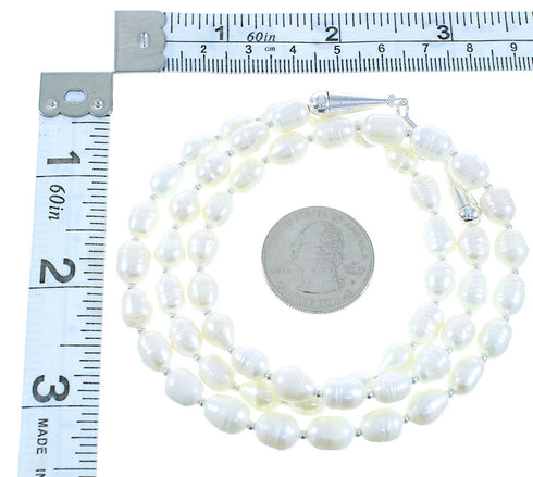 Silver Fresh Water Pearl Navajo Bead Necklace AX102121