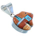 Multicolor Inlay Sterling Silver Bear Pendant AX102143