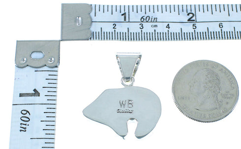 Multicolor Inlay Sterling Silver Bear Pendant AX102143