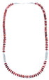 Genuine Sterling Silver Navajo Red Oyster Shell Bead Necklace RX102210