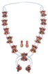 Navajo Sterling Silver Oyster Shell Squash Blossom Necklace Set RX102227