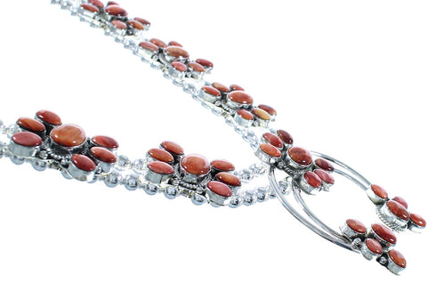 Navajo Sterling Silver Oyster Shell Squash Blossom Necklace Set RX102227