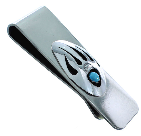 Native American Sterling Silver Turquoise Bear Paw Money Clip AX102434