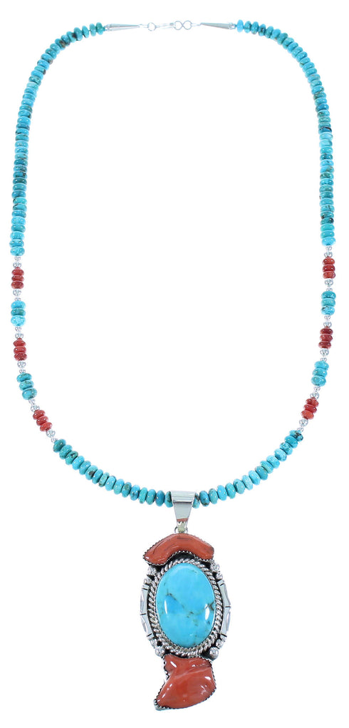 Multicolor Sterling Silver Navajo Bead Necklace Set AX102591