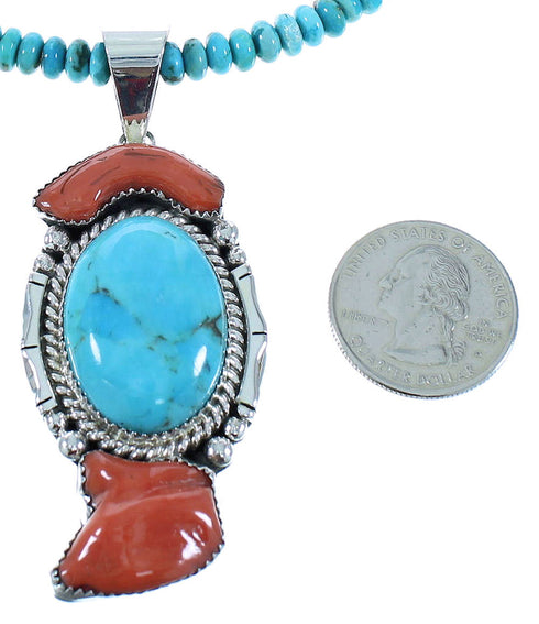 Multicolor Sterling Silver Navajo Bead Necklace Set AX102591