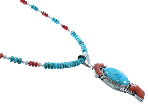 Multicolor Sterling Silver Navajo Bead Necklace Set AX102591